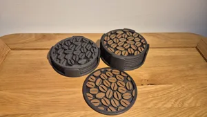 Coffee Bean Coaster Set with Holder – Café-Inspired Drink Coasters