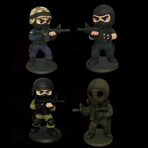 counter strike 1.6 cs half life chibi counter terrorist X 4