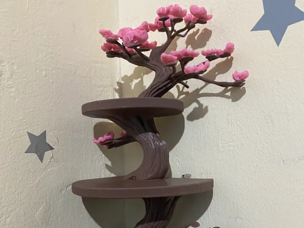 Bonsai Corner Shelf – Minimal Tree Wall Organizer