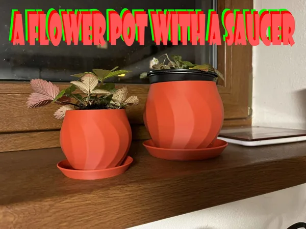 A flower pot with a tray for bouquets, bonsai