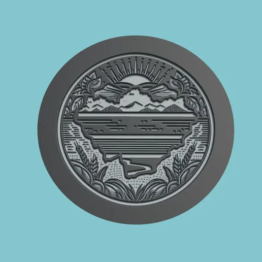 Botswana Map Medallion CNC Botswana 3d CNC Model