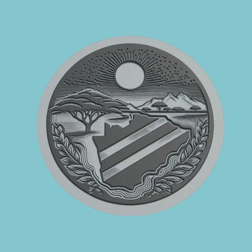 Botswana Map Medallion CNC Botswana 3d CNC Model