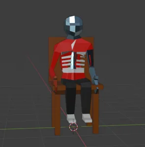 A robot sitting from the game "Reflection self"