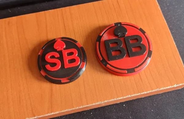 Poker Big Blind, Small Blind and Dealer chips buttons tokens