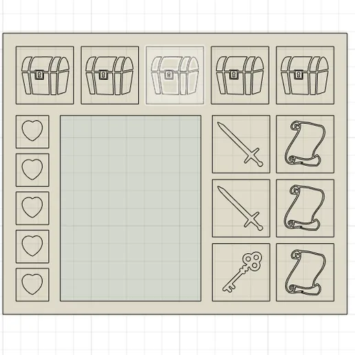 Karak inventory tableau with treasure chest fields / game map