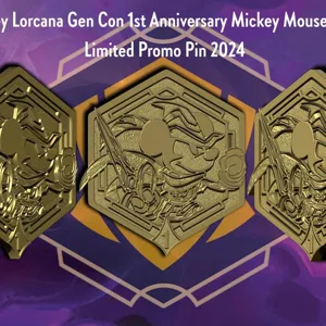 Disney Lorcana Gen Con 1st Anniversary Mickey Mouse Gold Limited Promo Pin 2024