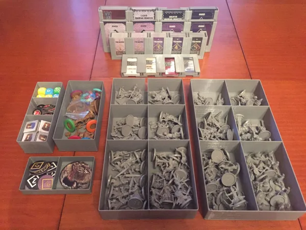 Massive Darkness tray card holders and miniatures