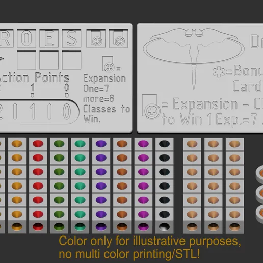 Here to Slay" Extended Multi-Counter (Action Points & Heroes & Monsters) Incl. tokens