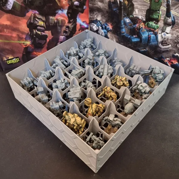 Battletech stackable miniature storage tray 5x5 regular size