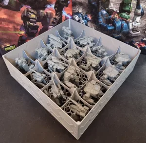 Battletech stackable miniature storage tray 4x4 XL size