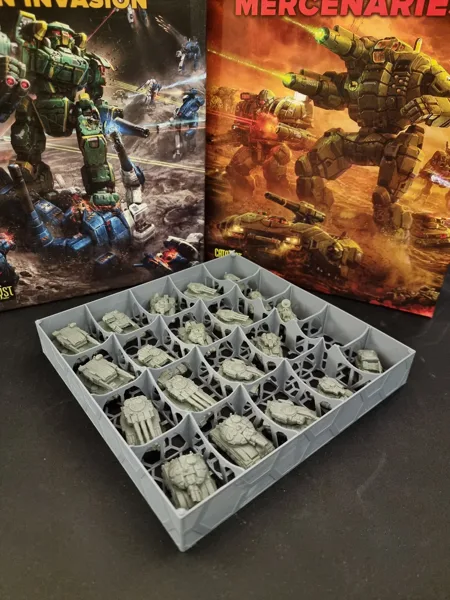 Battletech stackable vehicle (half height) storage tray 4x4+5 XL size