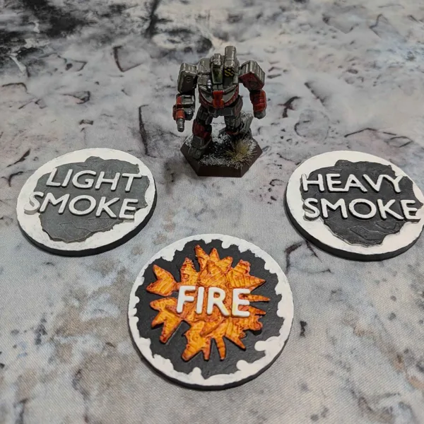 Battletech Alpha Strike Smoke and Fire Tokens