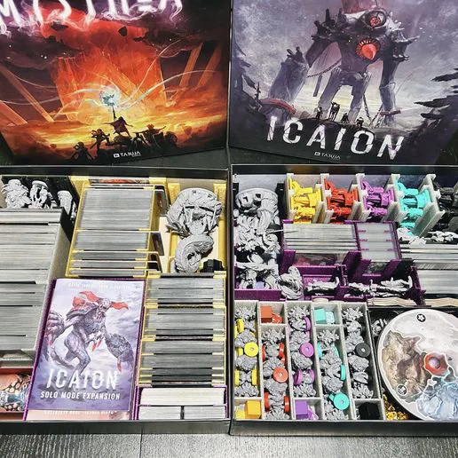 Mysthea (KS) + Solo, Icaion (KS) + Solo, The Fall, Volfyirion (KS), Volfyirion Guilds (KS), & Shattered City RPG: 8-in-2-Boxes Insert/Organizer - SLEEVED