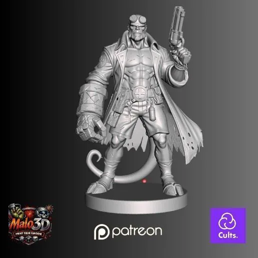 🔥 Hellboy – Survivor STL Miniature + Zombicide V2 Character Card