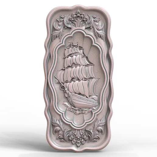 3D Model STL File for CNC Router Laser & 3D Printer Backgammon Sail ship with decor 4