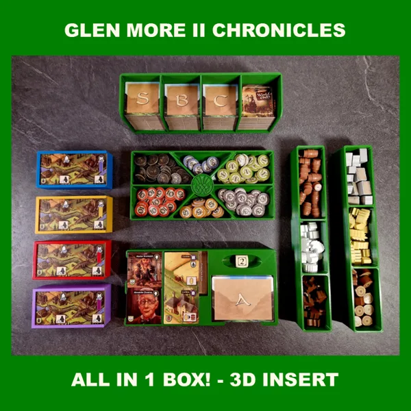 GLEN MORE II (2) CHRONICLES + HIGHLAND GAMES - INSERT, EINSATZ, INLAY, ORGANIZER (fits promos)