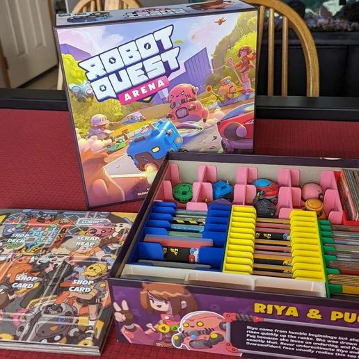 ROBOT QUEST ARENA BOARD GAME BOX INSERT ORGANIZER WITH 3 EXPANSIONS - KICK STARTER