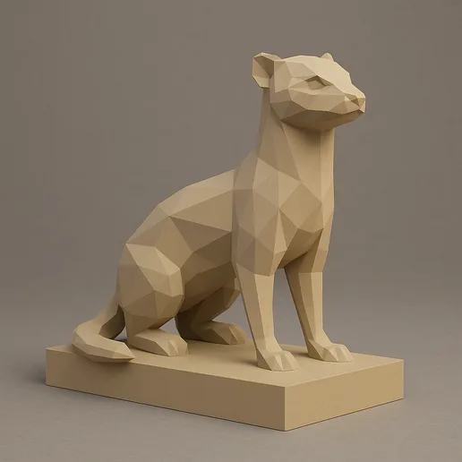 Black-Footed Ferret Low Poly 3D Model – Endangered Wildlife Sculpture for 3D Printing