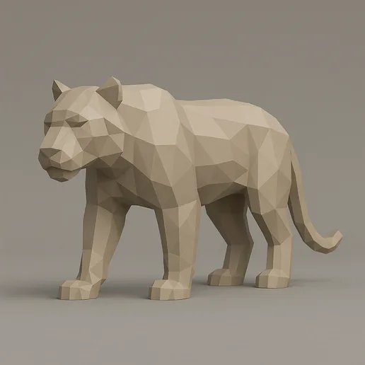 Sumatran Tiger Low Poly 3D Model – Endangered Jungle Predator Sculpture for 3D Printing