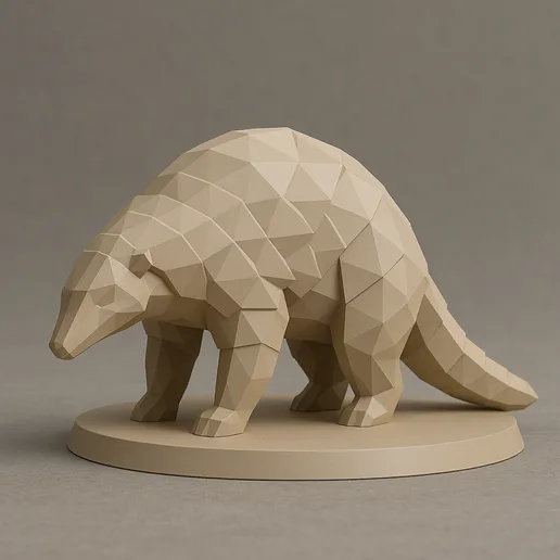 Sunda Pangolin Low Poly 3D Model – Endangered Scaly Mammal Sculpture for 3D Printing