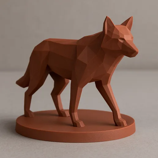 Red Wolf Low Poly 3D Model – Endangered Wild Canine Sculpture for 3D Printing