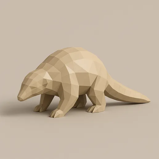 Pangolin Low Poly 3D Model – Endangered Scaly Mammal Sculpture for 3D Printing