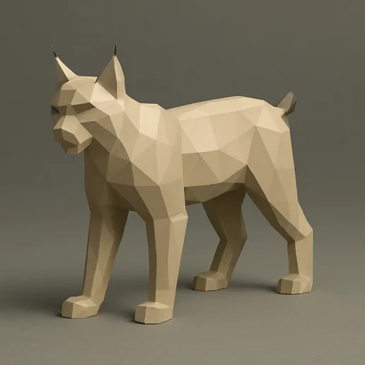 Iberian Lynx Low Poly 3D Model – Endangered Wild Cat Sculpture for 3D Printing
