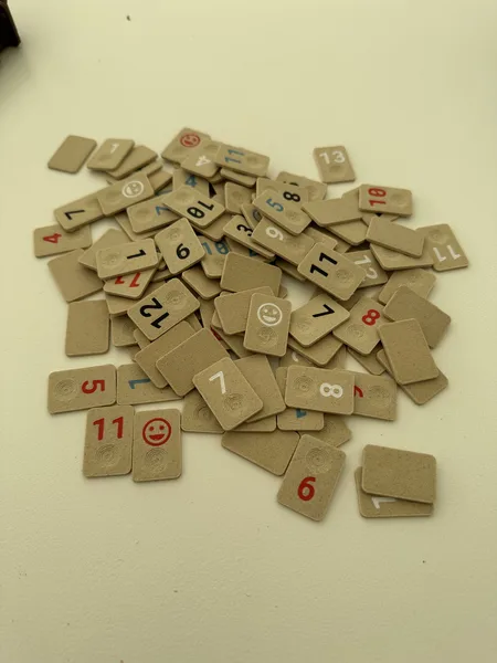Rummikub tiles with dimple