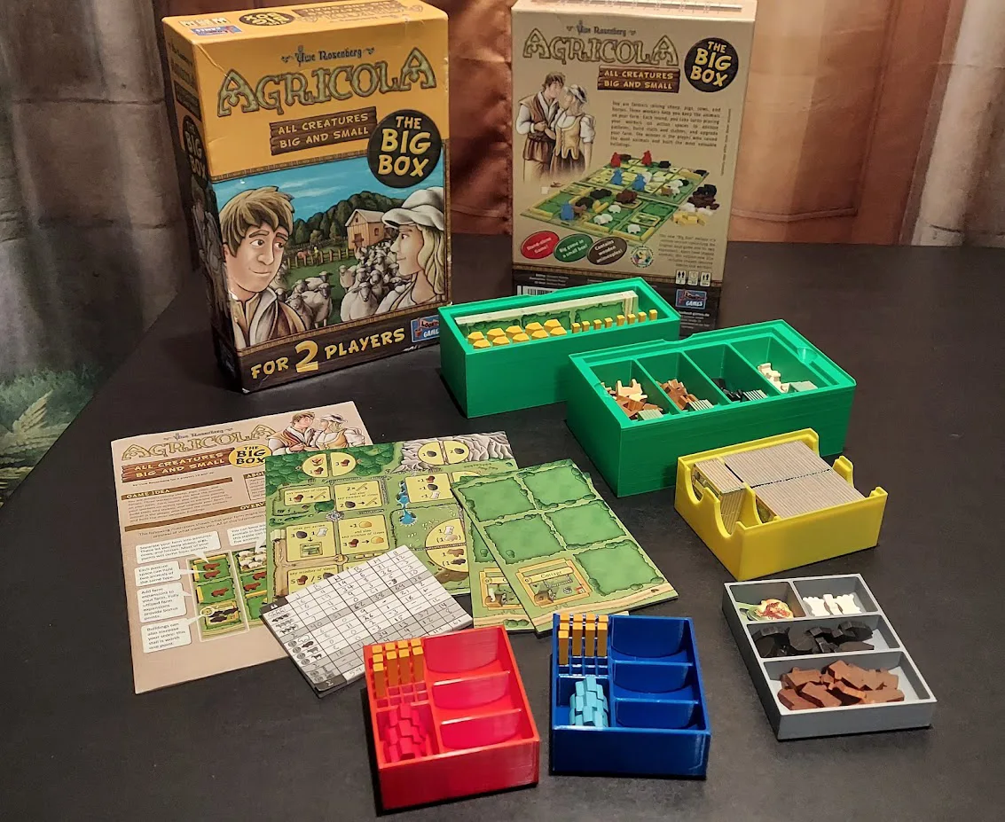 Agricola All Creatures Big and Small Game Piece Trays and Box Orgnaizer