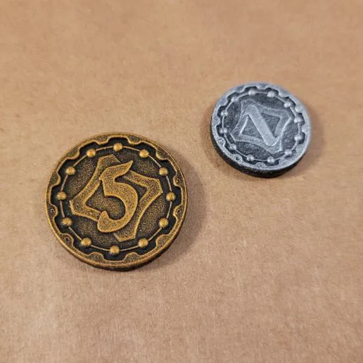 Board game coins - steampunk/fantasy aesthetics (presupported)