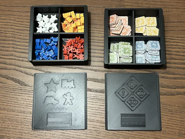 Token trays for Railroad Tiles