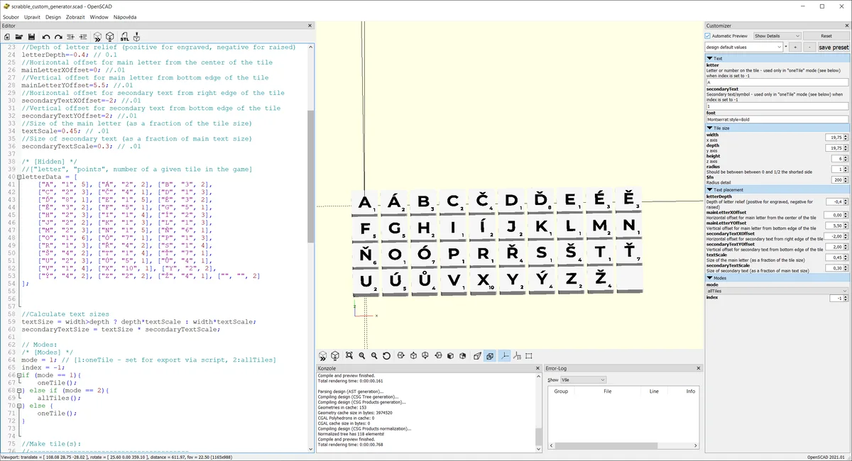 Custom scrabble tile generator (remix) + czech tiles