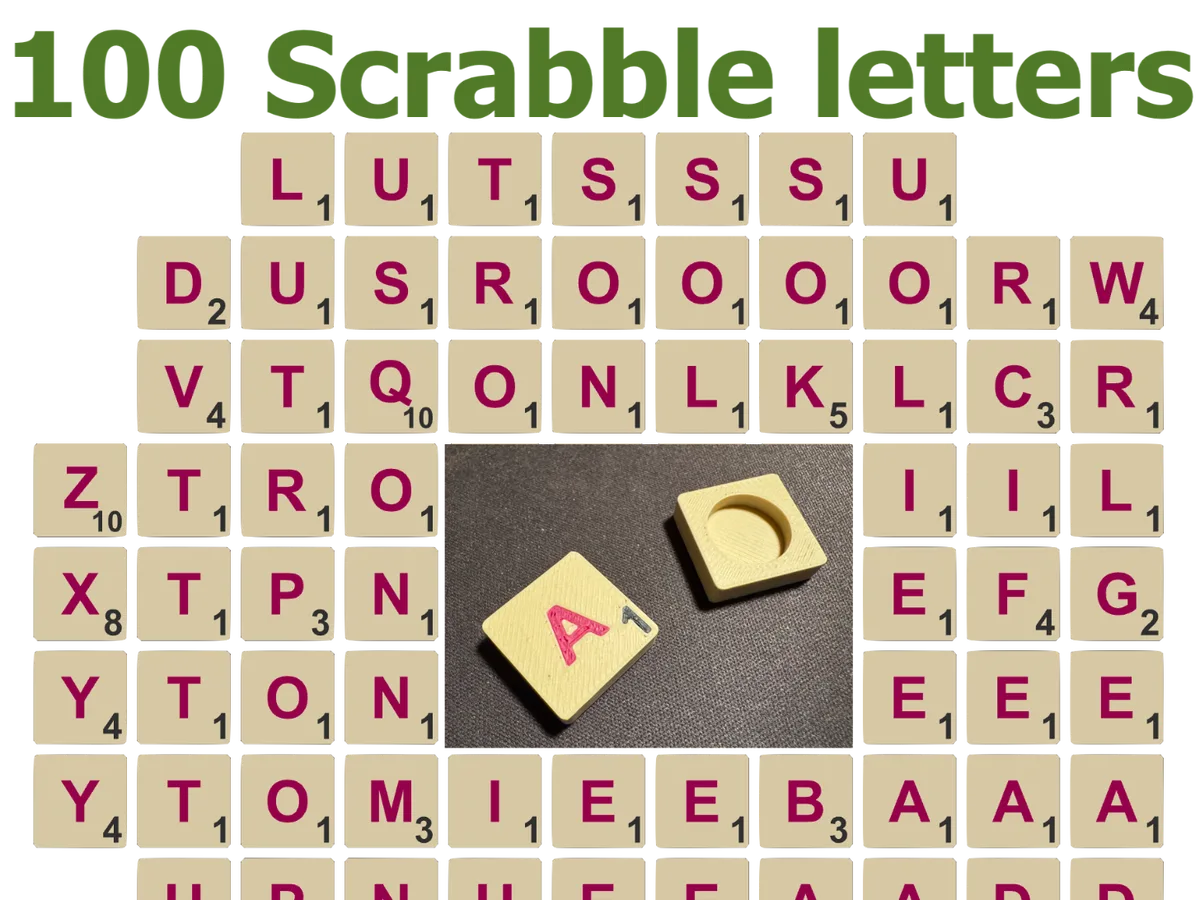 100 Scrabble letters - Complete set