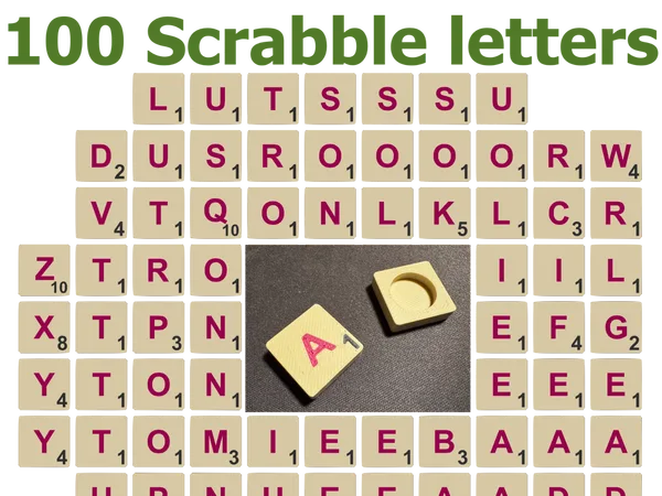 100 Scrabble letters - Complete set
