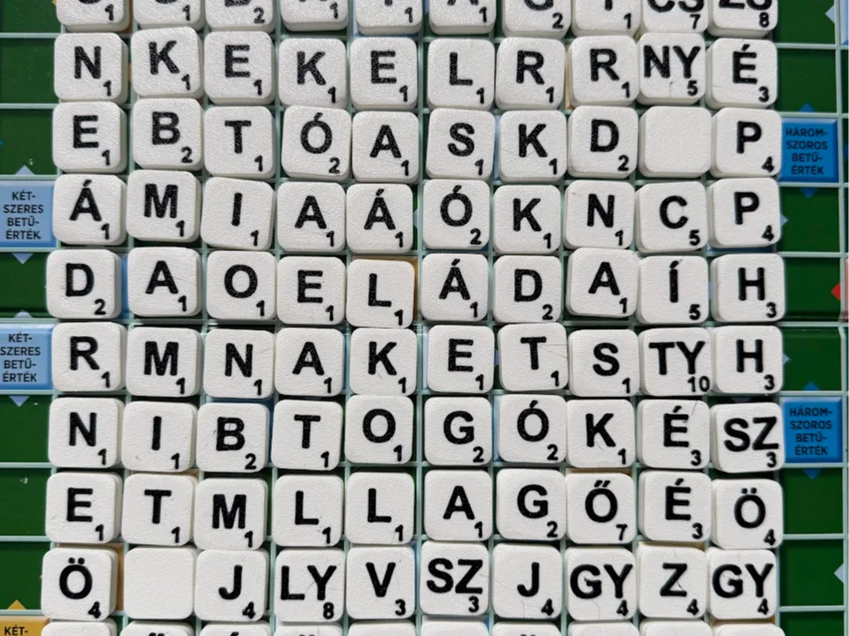 Scrabble tiles in Hungarian