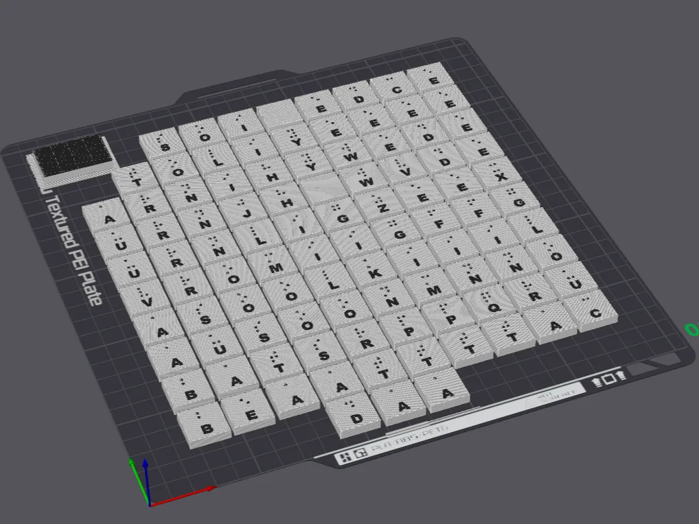 Braille Full Set of Scrabble Tiles - Beta Testing