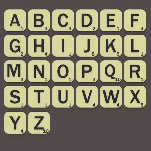 🔠 Scrabble Style Letter Tiles Set A - Z Decoration of Educational play