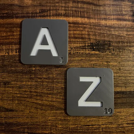 Scrabble Letter Tiles A–Z STL File | 3D Printable Alphabet Tiles
