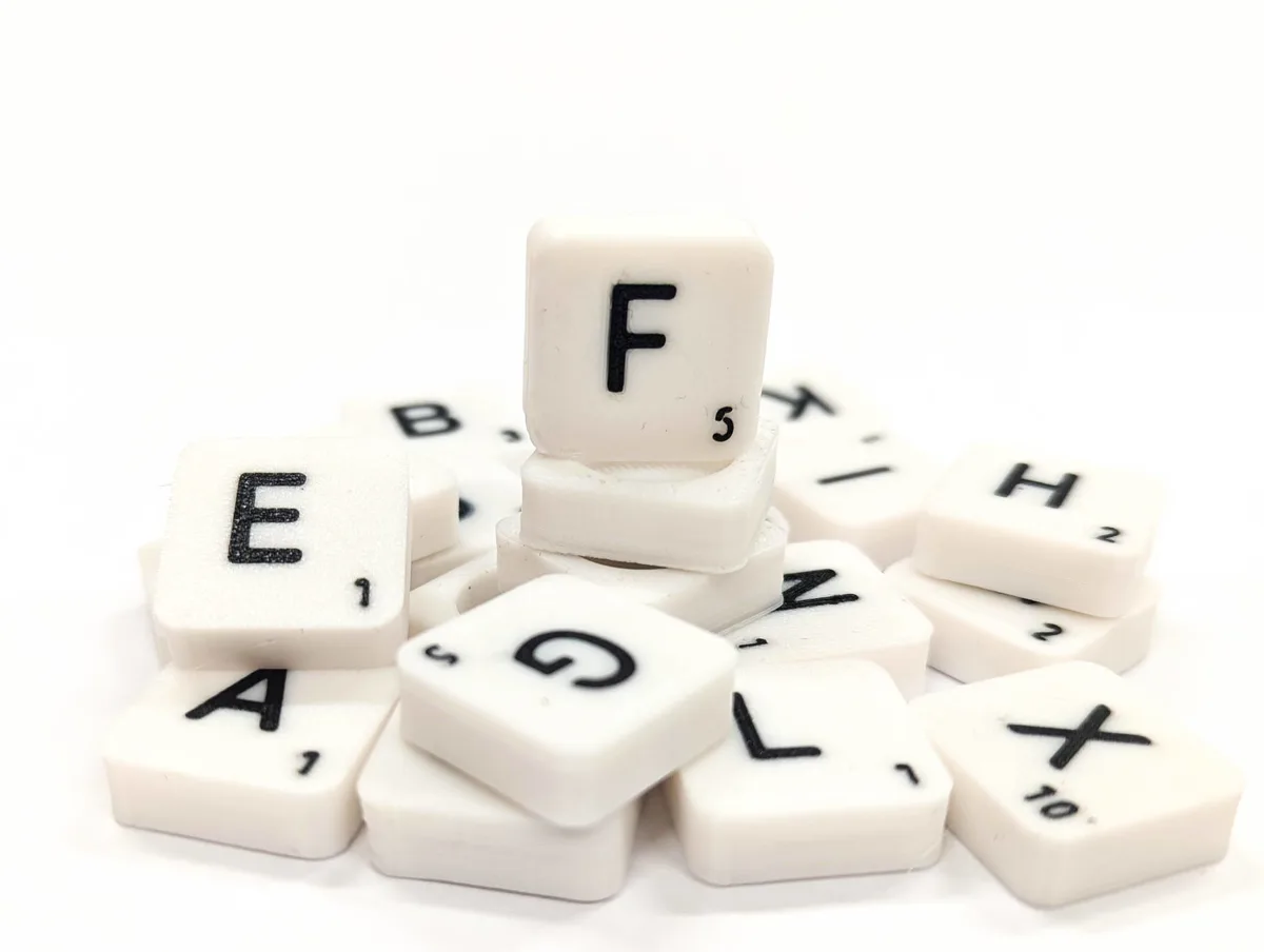 Scrabble letter tile/rock/stone - F