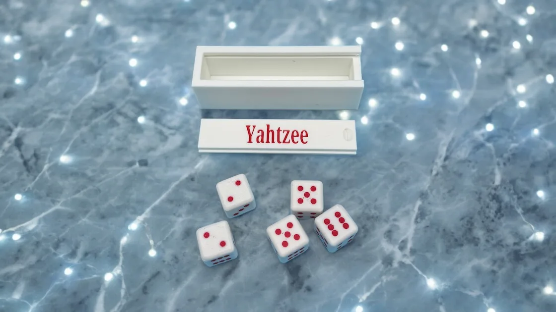 Yahtzee dice with case
