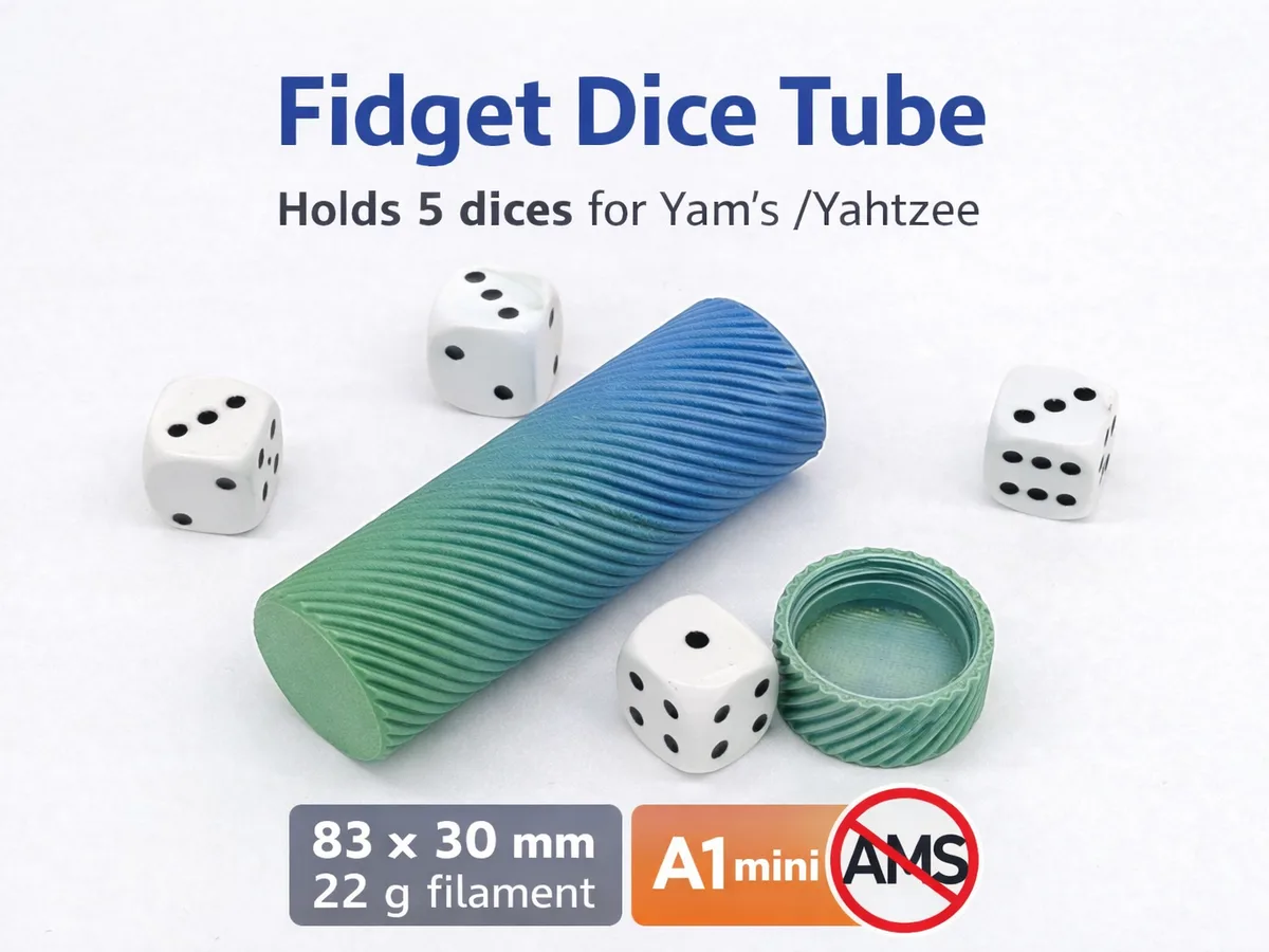 Fidget Dice Tube - For Yam's / Yahtzee