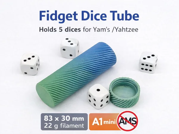 Fidget Dice Tube - For Yam's / Yahtzee