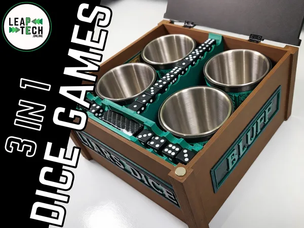 3 in 1 Dice & Cup Games - Liars Dice Bluff Yahtzee