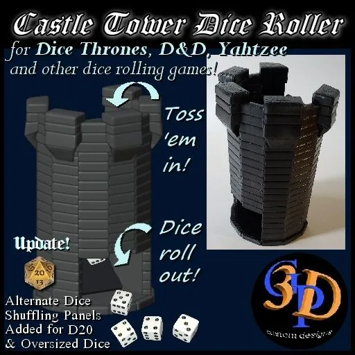 Castle Tower Dice Roller for Dice Thrones D&D Yahtzee & Other Games