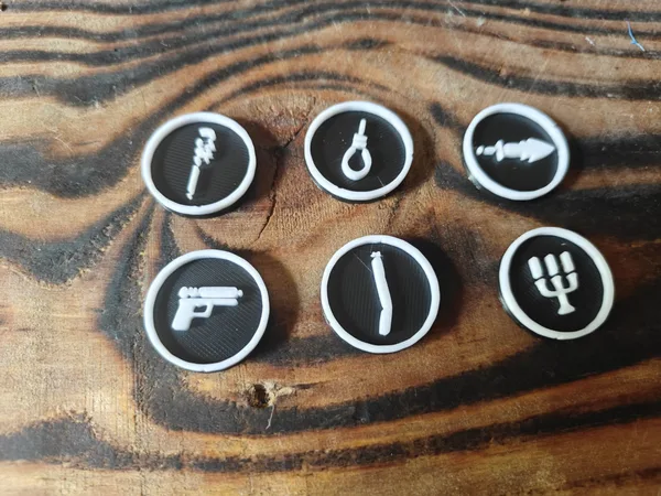 clue / cluedo weapon tokens