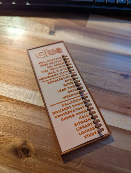 Clue boardgame list tracker