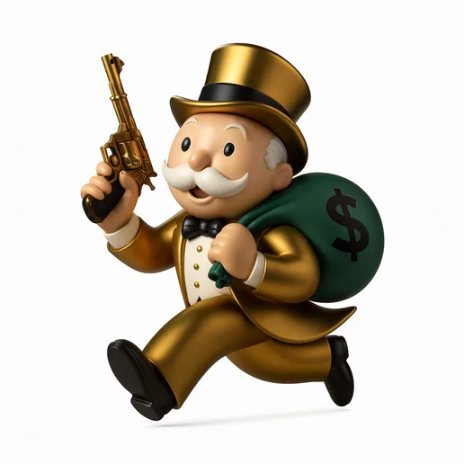 Mr. Monopoly Rich Uncle Gold Rush Run Cash Bag toy