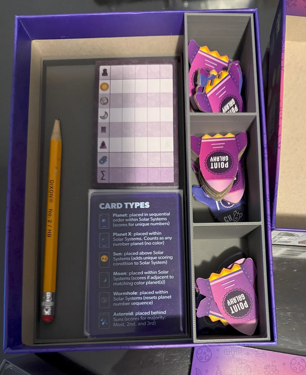 Point Galaxy insert supporting sleeved cards and side storage