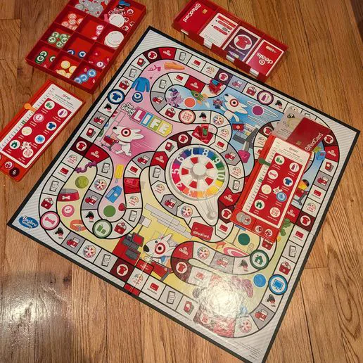 The game of Life Target edition trays and player card