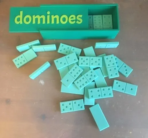 dominoes and box with sliding lid